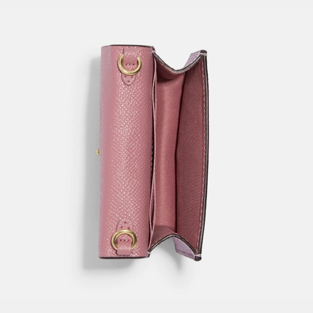 COACH Mini Wallet On A Chain Gold / Metallic Pink CE666 MSRP $150 - New - Picture 3 of 5